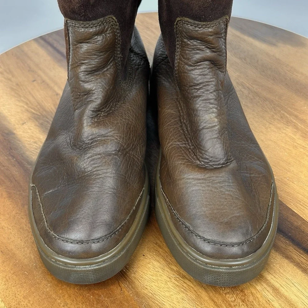 Womens Frye Gemma Tall Brown Suede Pull On Shearling Lined Boots‎ Size 7 M GUC